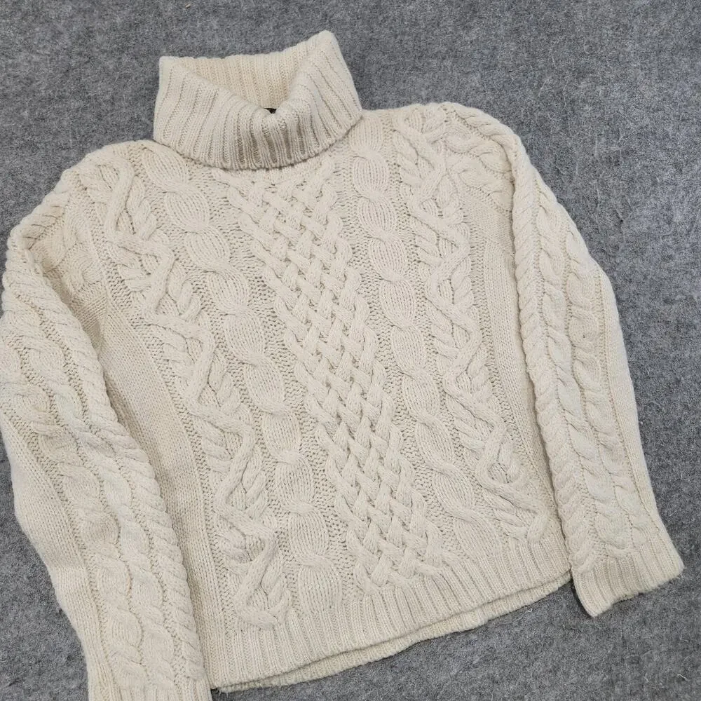 Peregrine Womens‎ S Small 100% Wool England Made Cableknit Turtleneck Sweater